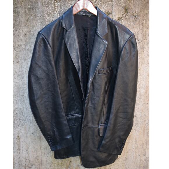 Banana Republic Men’s Black Genuine Leather Blazer Jacket Size S - Picture 1 of 4